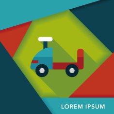 toy car flat icon with long shadow eps10 N33