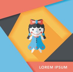 girl doll toy flat icon with long shadow eps 10 N40