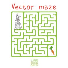 Vector Maze Labyrinth with Rabbit and Carrot N11