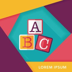 ABC blocks flat icon with long shadow eps10 N11