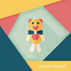 teddy bear flat icon with long shadow eps10 N20