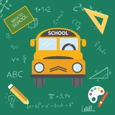 Back to School Vector Illustration yellow school bus