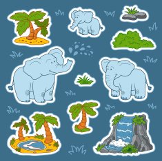 Set of cute elephants