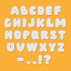 White paper style alphabet font