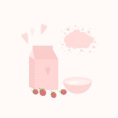 Vector illustration with yoghurt and berries on a table N3