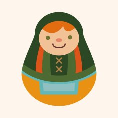 Matryoshka Russian traditional wooden doll vector pattern fl N31