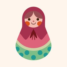 Matryoshka Russian traditional wooden doll vector pattern fl N35