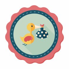 bird and baby flat icon with long shadow eps10 N18