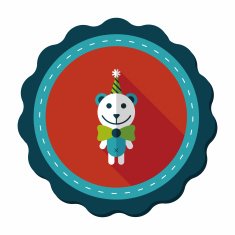 birthday teddy bear flat icon with long shadow eps10 N19