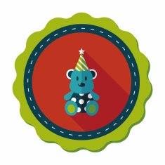 birthday teddy bear flat icon with long shadow eps10 N20