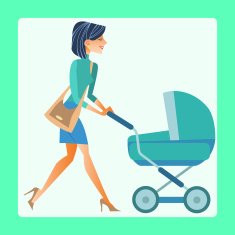 young mother with a baby carriage