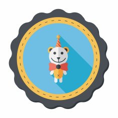 birthday teddy bear flat icon with long shadow eps10 N23
