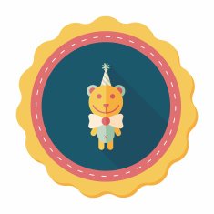 birthday teddy bear flat icon with long shadow eps10 N25
