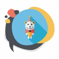 birthday teddy bear flat icon with long shadow eps10 N30