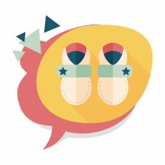 baby booties flat icon with long shadow N23