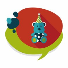 birthday teddy bear flat icon with long shadow eps10 N33