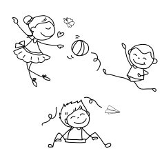 hand drawing cartoon happy kids