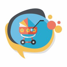 Pram flat icon with long shadow eps10 N30