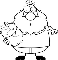 Cartoon Grandpa with Angry Baby