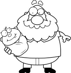 Cartoon Grandpa Holding Baby N2
