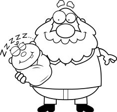 Cartoon Grandpa with Sleeping Baby N2
