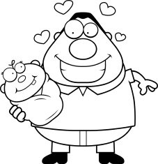 Cartoon Dad Loving a Baby N2
