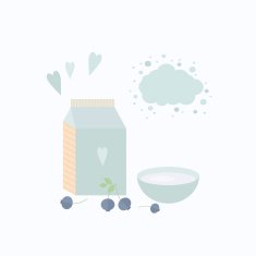 Vector illustration with yoghurt and berries on a table N4
