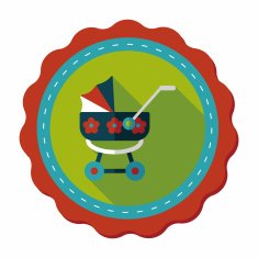 Pram flat icon with long shadow eps10 N33