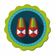 baby booties flat icon with long shadow N27