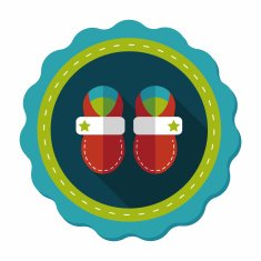 baby booties flat icon with long shadow N28