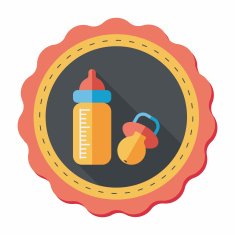 Baby bottle flat icon with long shadow EPS 10 N35