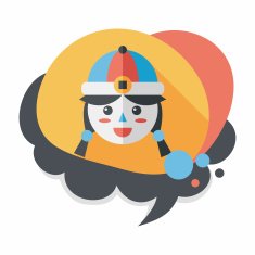 Chinese New Year girl flat icon with long shadow eps10 N50