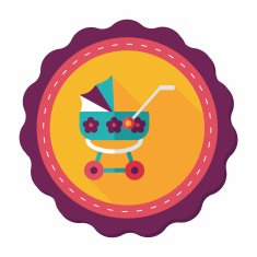 Pram flat icon with long shadow eps10 N35