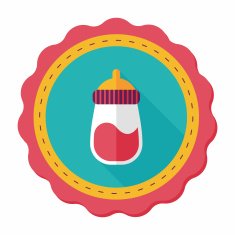 Baby bottle flat icon with long shadow EPS 10 N36