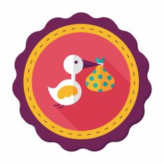 bird and baby flat icon with long shadow eps10 N20