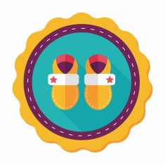 baby booties flat icon with long shadow N31