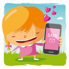 Loving girl and mobile phone - sms N2