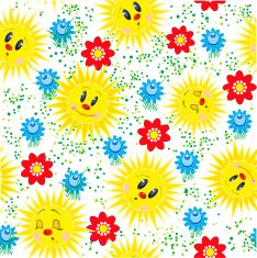 Baby abstract seamless with flowers and sun
