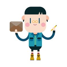 Character illustration design Boy writing letter cartoon eps