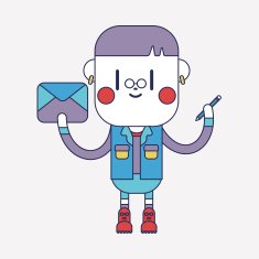 Character illustration design Boy writing letter cartoon eps N5