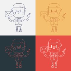 Character illustration design Boy writing letter cartoon eps N7