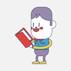 Character illustration design Boy reading book cartoon eps