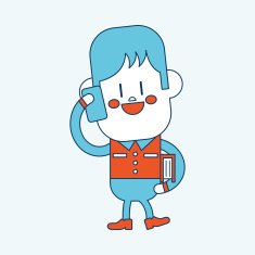 Character illustration design Boy using cell phone cartoon eps