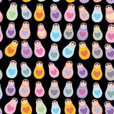 Seamless pattern Russian dolls matryoshka on black background Vector