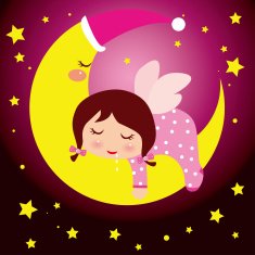 little girl dreaming in the moon