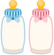 Baby bottle pink and blue tag label