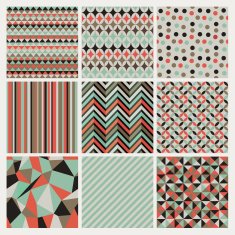 Seamless geometric retro background set