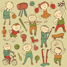 Vector cartoon cute sport players