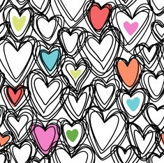Seamless pattern with doodle hearts