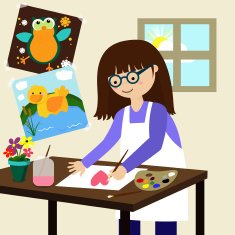 Young Student Artist Painter in Art Class
